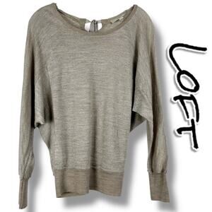 LOFT Metallic Bow Dolman Sleeve Wool Blend Top Party Night Out Womens Size S